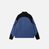 Patchwork Zip-up Stand Sweater