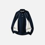 Streetwear American Style Polo Collar Sweatshirt