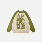 Splicing Color Star Embroidery Sweater