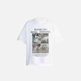 Front view of the white Loose Animal Graphic T-shirt in a gray background