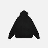 back view of the black Finger Print Oversized Hoodie in a gray background
