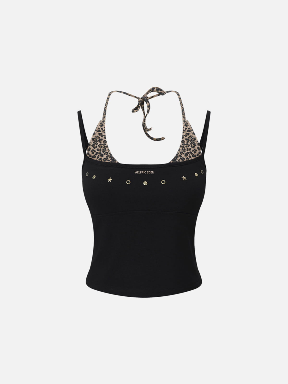 Leopard Halter Studded Cami Top
