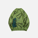 Loose Dinosaur Graffiti Knitted Sweater