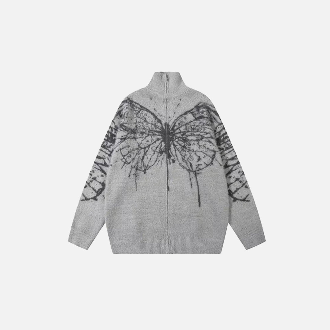 Splattered Butterfly High Collar Sweater