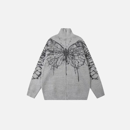 Splattered Butterfly High Collar Sweater