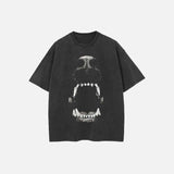 Oversized Animal Teeth Graphic Black T-Shirt