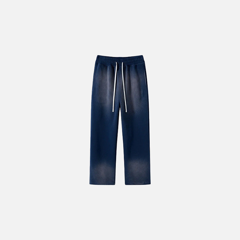 Front view of the dark blue Casual Noir Relax Pants in a gray background