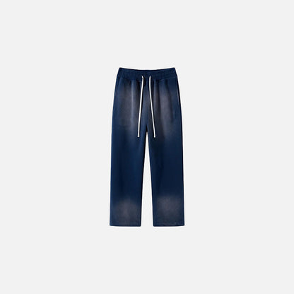 Front view of the dark blue Casual Noir Relax Pants in a gray background