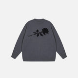 Front view of the gray Ethereal Rose Sweater in a gray background