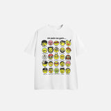 Front view of the white No Pain No Gain Emojis T-shirt  in a gray background 