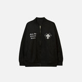 Cross Print Varsity Jacket