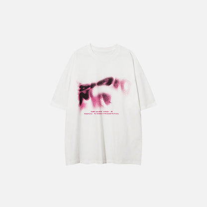 Front view of the white Abstract Statement T-shirt in a gray background