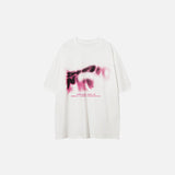 Front view of the white Abstract Statement T-shirt in a gray background