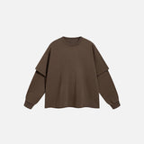 Front view of the brown Twin Layered Comfort T-shirt in a gray background
