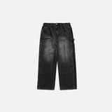Front view of the black Loose Retro Baggy Jeans in a gray background