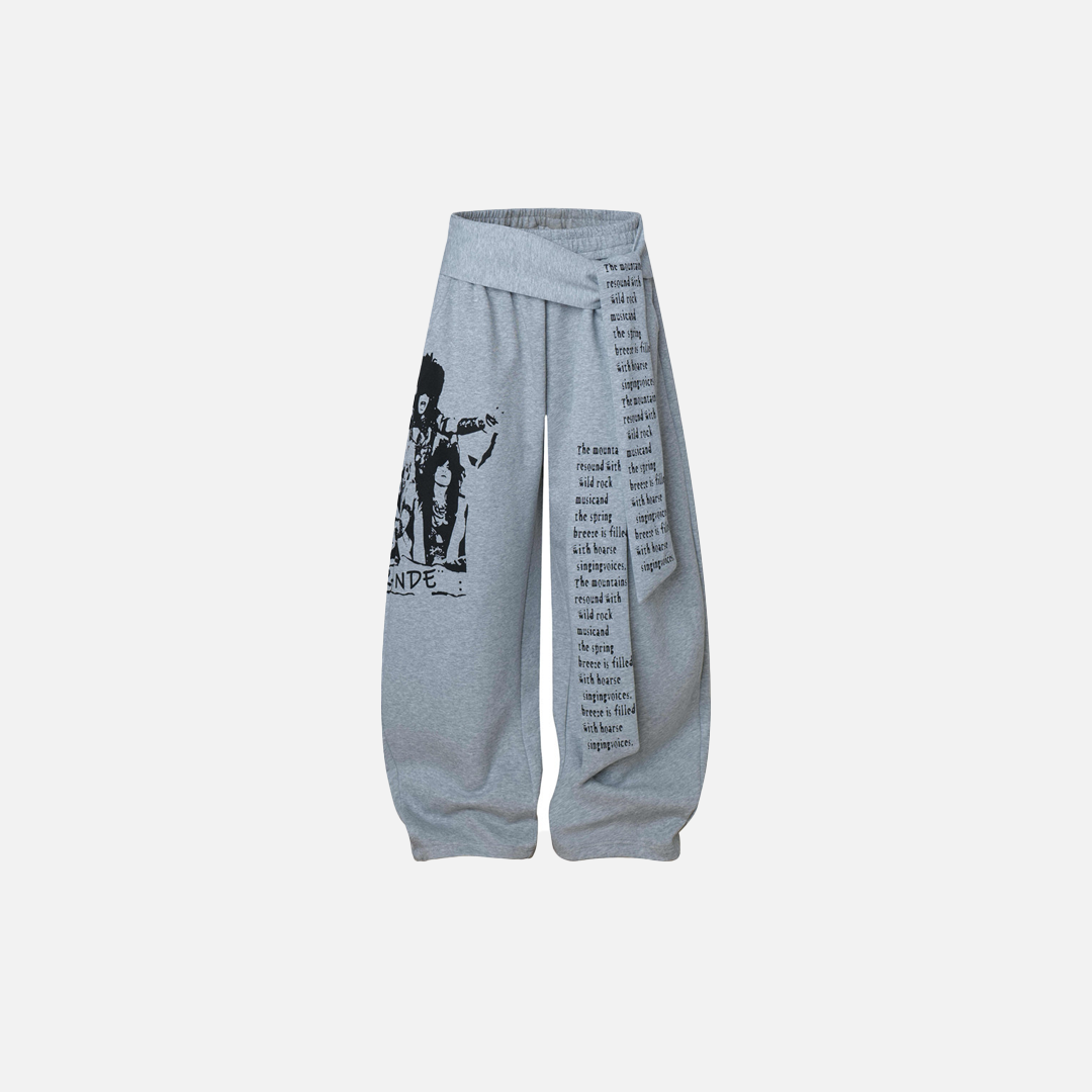 Gothing Street Character Print Wide Leg Sweatpants