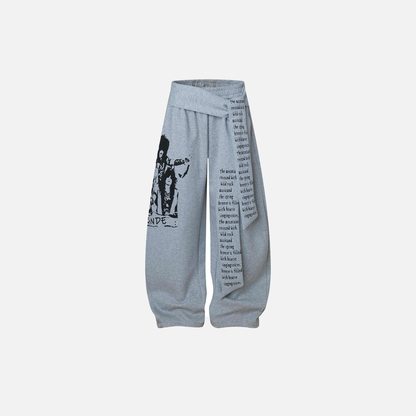Gothing Street Character Print Wide Leg Sweatpants