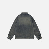 Embroidery Letter Pleated Denim Jacket