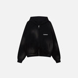 Solid Color Washed Zip-up Hoodie