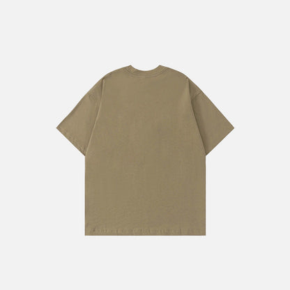 Back view of the green Y2K Butterfly Embroidery T-Shirt in a gray background 