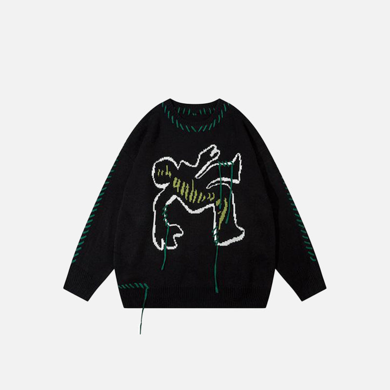 Loose Falling Person Knitted Sweater