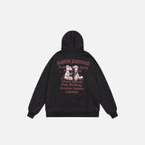 Retro Graphic Print Washed Hoodie