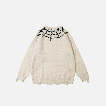 Spider Embroidery Oversized Sweater