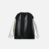 PU Leather Motorcycle Varsity Jacket
