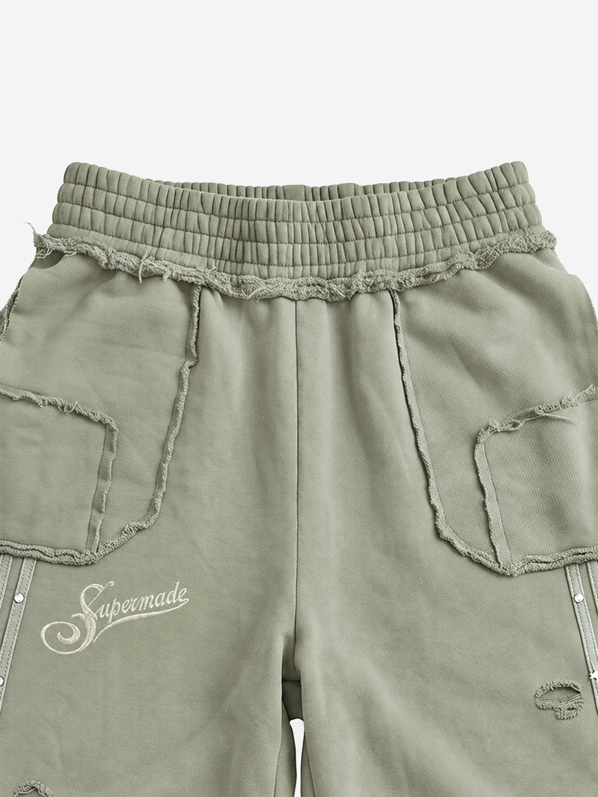 Asymmetrical Logo Embroidered Pants; Sage Green / S, Sage Green / M, Sage Green / L, Sage Green / XL, Sage Green / 2XL