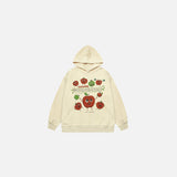 Front view of the apricot Cheerful Fruit Hoodie in a gray background