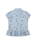 Ruffle Hem Plaid Short Sleeve Shirt