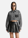 Cropped Washed Long Sleeve Shirt