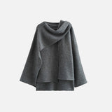 Front view of the gray Versatile Scarf Jacket in a gray background