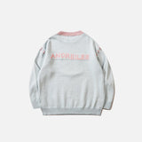 Vintage Peach Letter Embroidery Knitted Sweater