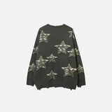 Hole Fringed Star Sweater