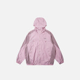 Oversized Patchwork Zip-up Windbreaker Jacket