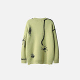 Spider Embroidery Ripped Loose Sweater