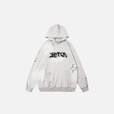 Front view of the grey Rebel Vibes Hoodie in a gray background