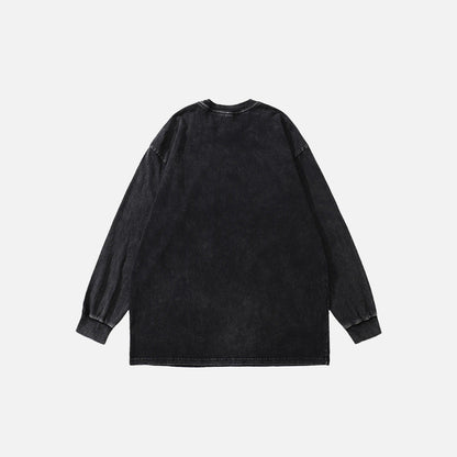 Back view of the black Y2K Halo Spirit Sweatshirt in a gray background