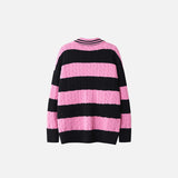 Y2k Polo Striped Loose Sweater