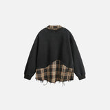 Back view of the black Retro Ripped Patchwork Shirt in a gray background 