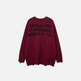Ripped Black Loose Knitted Sweater