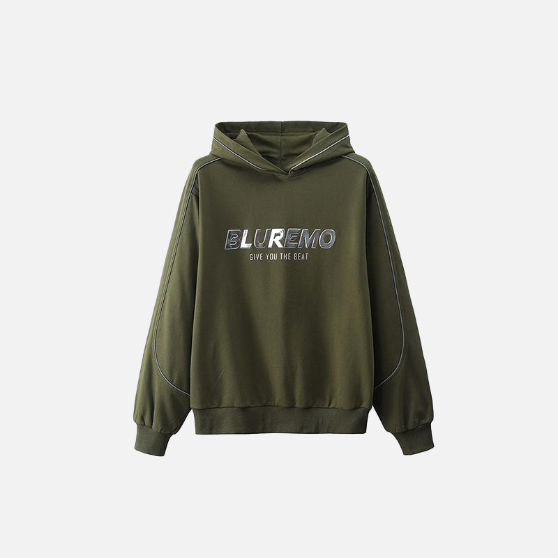 Letter Print Wide Collar Hoodie