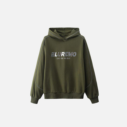 Letter Print Wide Collar Hoodie
