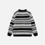 Embroidery Contrast Color Striped Sweater