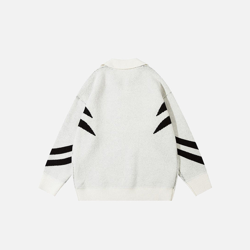 Y2K Star Knitted Polo Sweater