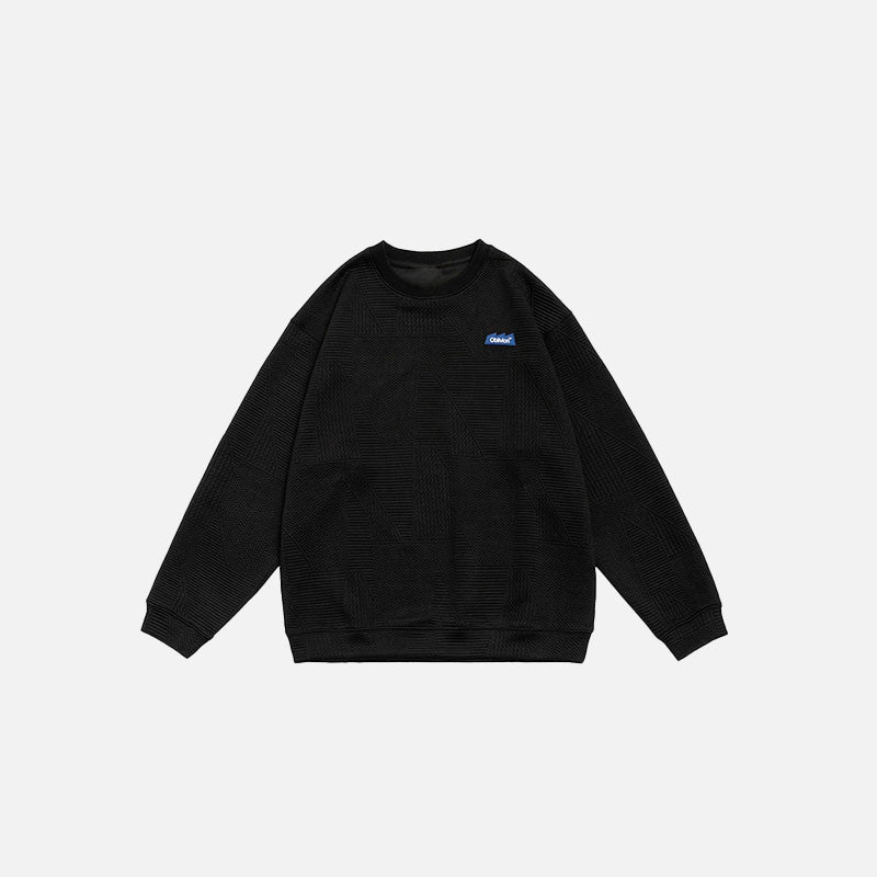 Front view of the black Solid Embroidered Sweatshirt in a gray background