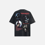 Front view of the black Fearless Rock Legend T-shirt in a gray background