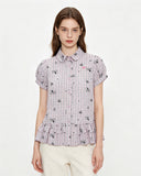 Ruffle Hem Plaid Short Sleeve Shirt