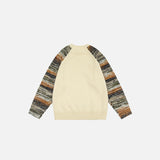 Back view of the black Textured Sleeve Knit Sweatshirt in a gray background
